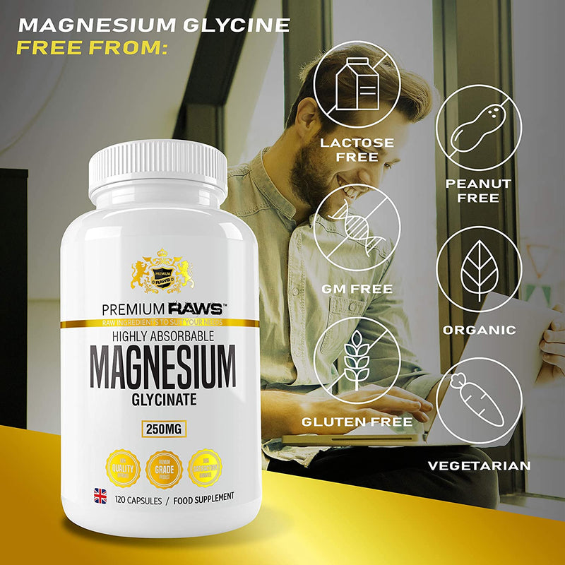 Magnesium Glycinate Capsules | 1250mg per Serving | 250mg of Pure Highly bioavailable Elemental Magnesium.
